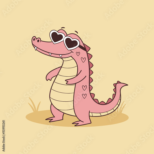 crocodile wearing heart sunglasses