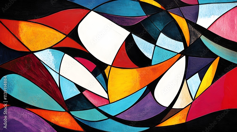 Fototapeta premium Abstract Colorful Geometric Painting with Vivid Hues