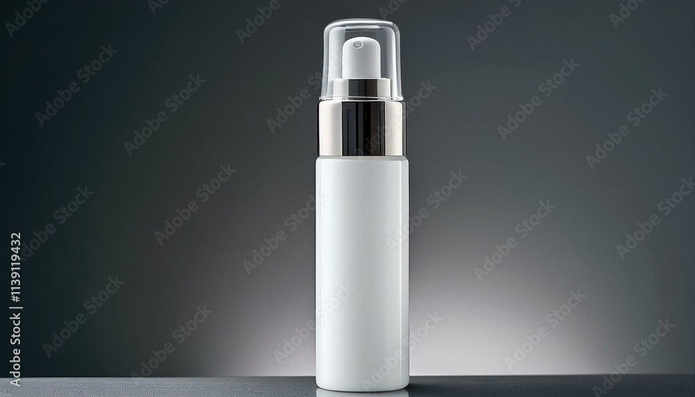Sleek white bottle with silver accents, a clean and modern design. Sleek white bottle with silver accents, a clean and modern design.