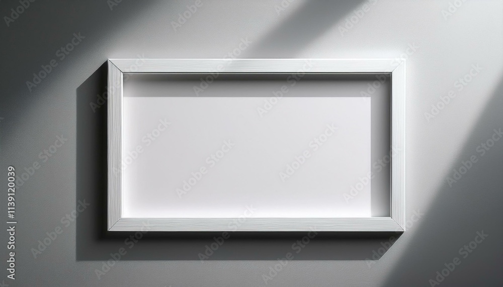 Empty white frame on a wall, bathed in sunlight. Empty white frame on a wall, bathed in sunlight.