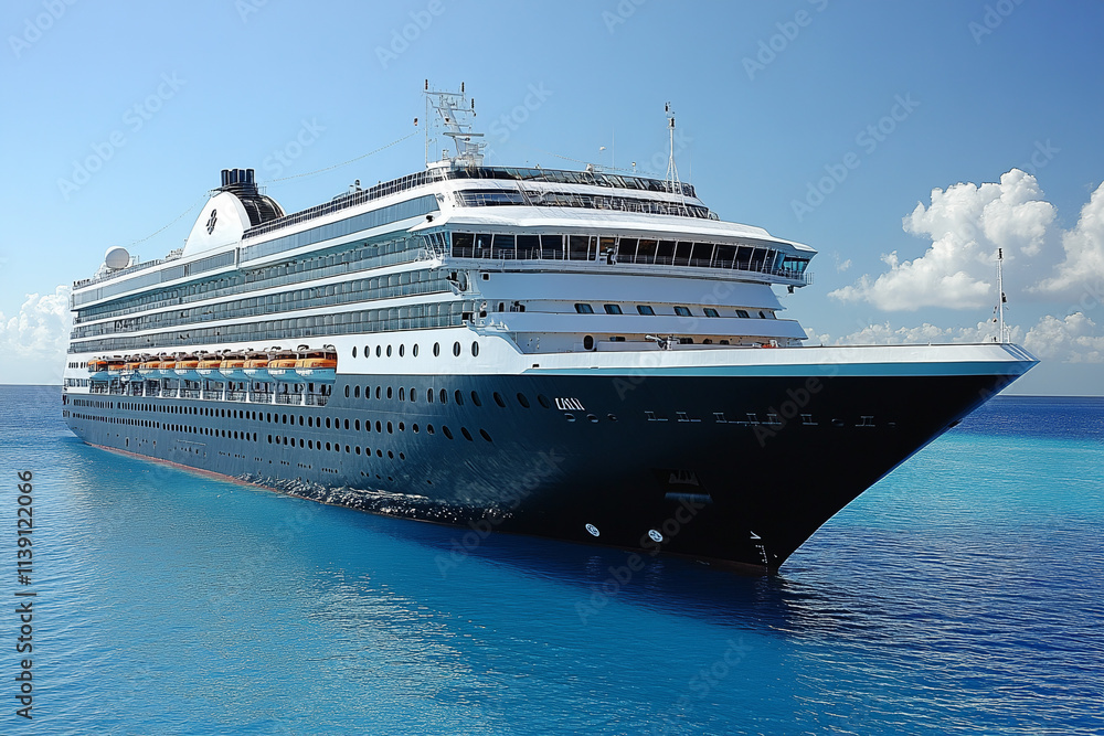 Vacation Bliss Awaits by a Majestic Cruise Ship Docked in a Picturesque Harbor with Radiant Clouds and Serene Waters Vacation Bliss Awaits by a Majestic Cruise Ship Docked in a Picturesque Harbor with Radiant Clouds and Serene Waters