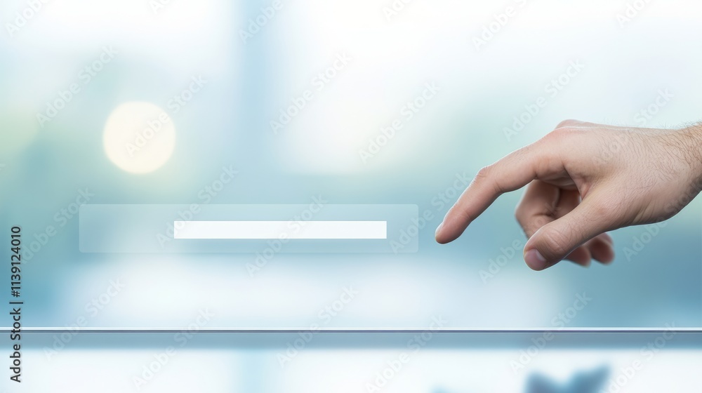 A person's hand hovering over a search bar on a digital screen, with a cursor blinking, emphasizing the action of searching for information. The background is blurred, focusing on the search bar. A person's hand hovering over a search bar on a digital screen, with a cursor blinking, emphasizing the action of searching for information. The background is blurred, focusing on the search bar.