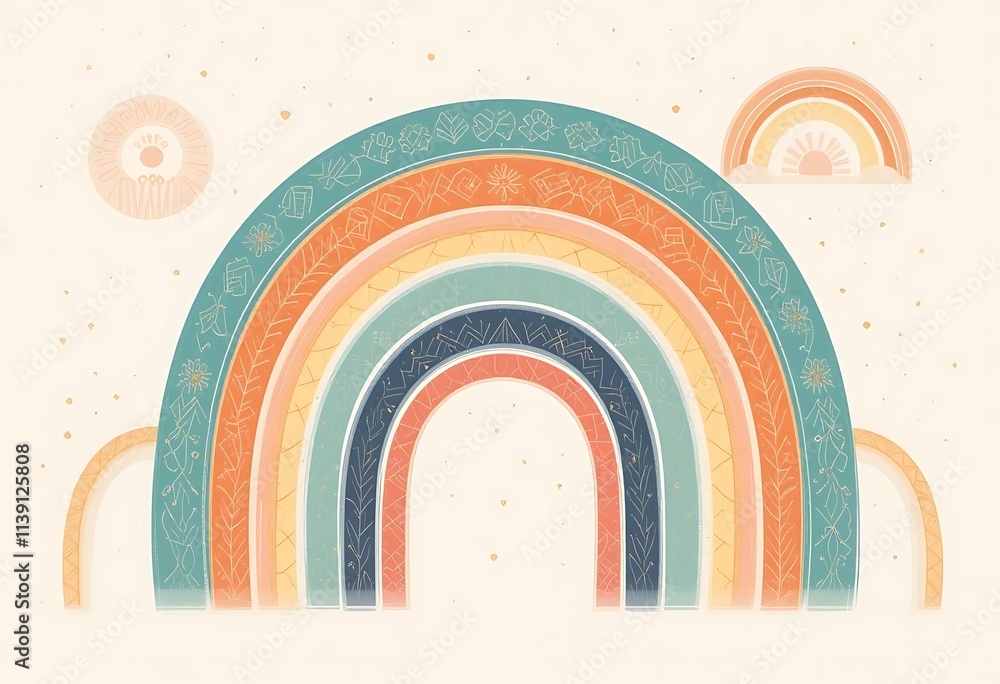 Boho-inspired arches and rainbows in warm, soft colors Boho-inspired arches and rainbows in warm, soft colors
