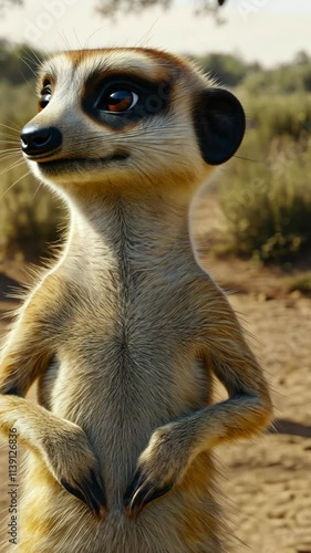 Wallpaper Mural Meerkat standing alert in the sun-drenched savanna during the golden hour Torontodigital.ca