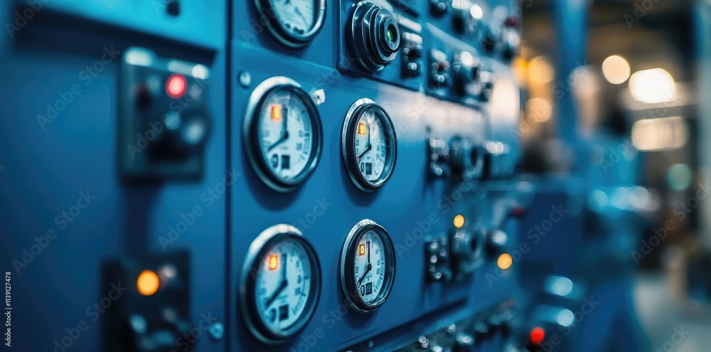 Close-up view of a modern industrial control panel. Close-up view of a modern industrial control panel.