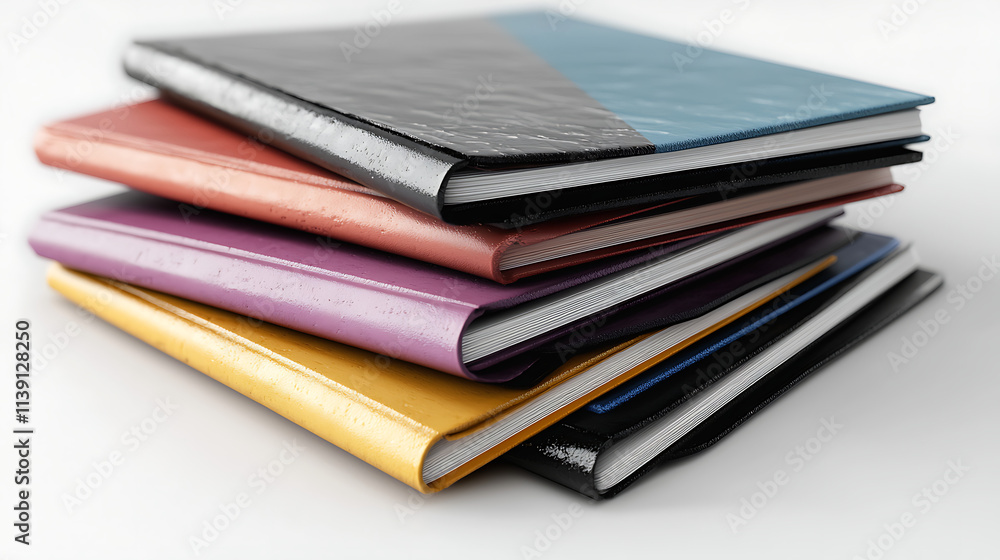 A stack of books with different colored covers A stack of books with different colored covers