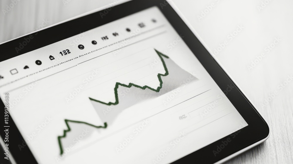 Close-up of digital stock market screen showing dividend stock graph with green upward trend line,symbolizing financial growth and investment success Close-up of digital stock market screen showing dividend stock graph with green upward trend line,symbolizing financial growth and investment success