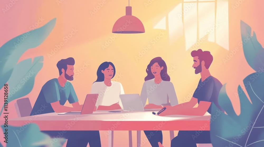 Business team in flat illustration Business team in flat illustration