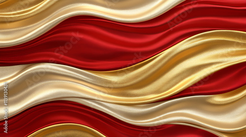 Red and Gold Fabric Waves Flowing Smoothly