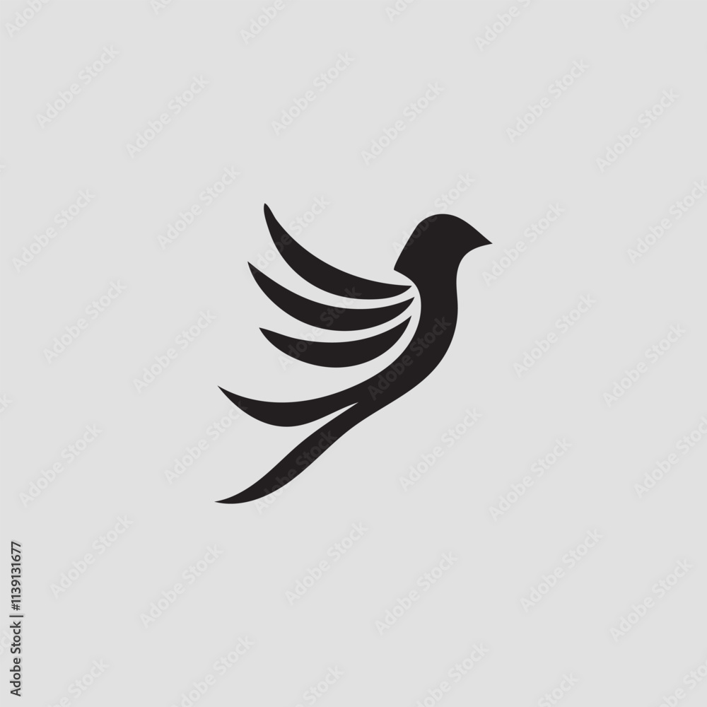 Fototapeta premium Bird Logo Design simple bird logo design vector bird silhouette vector art illustration creative bird logo design black simple line art on white background.