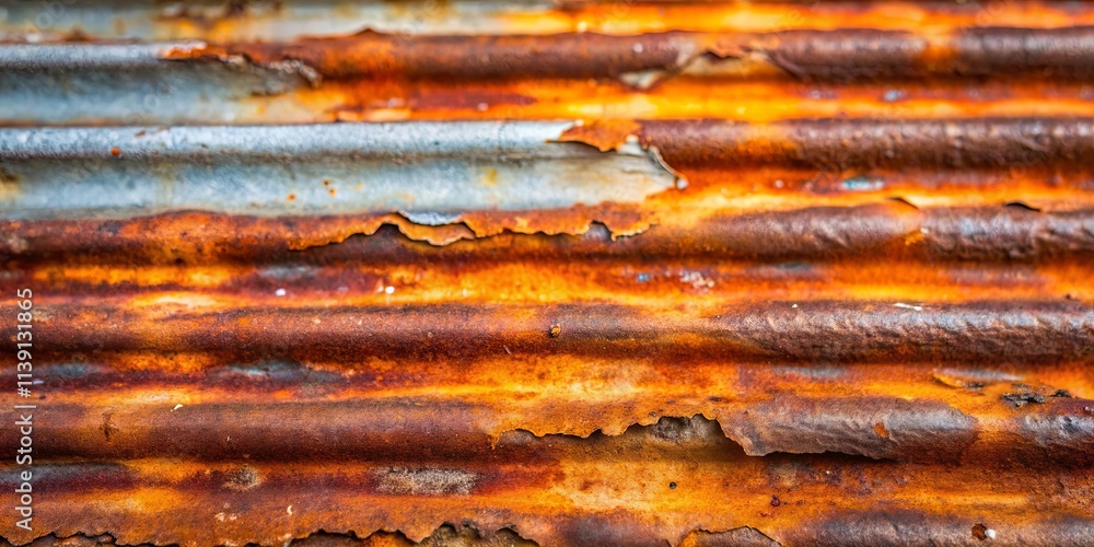 Highly Textured Rusted Corrugated Metal Surface with Flaking Paint Highly Textured Rusted Corrugated Metal Surface with Flaking Paint