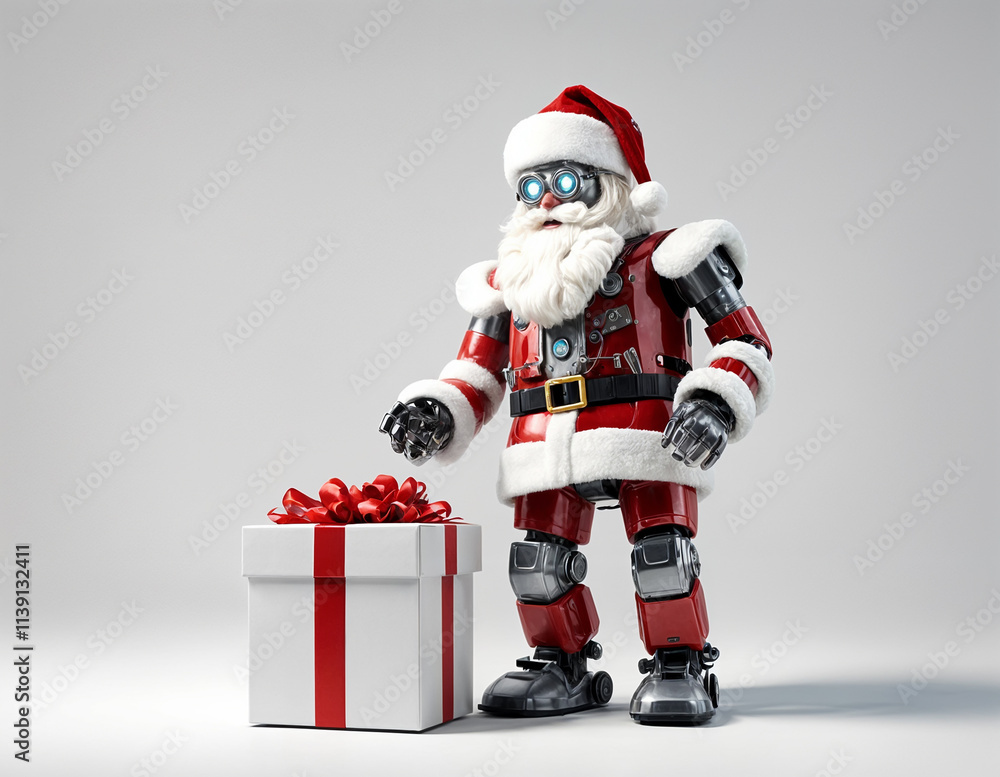 A fascinating, high quality photograph of a robot Santa Claus - generated by ai A fascinating, high quality photograph of a robot Santa Claus - generated by ai