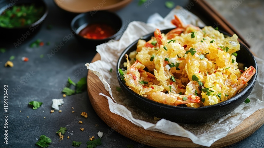 Delicious Shrimp Fried Rice with Aromatic Herbs and Spices Delicious Shrimp Fried Rice with Aromatic Herbs and Spices