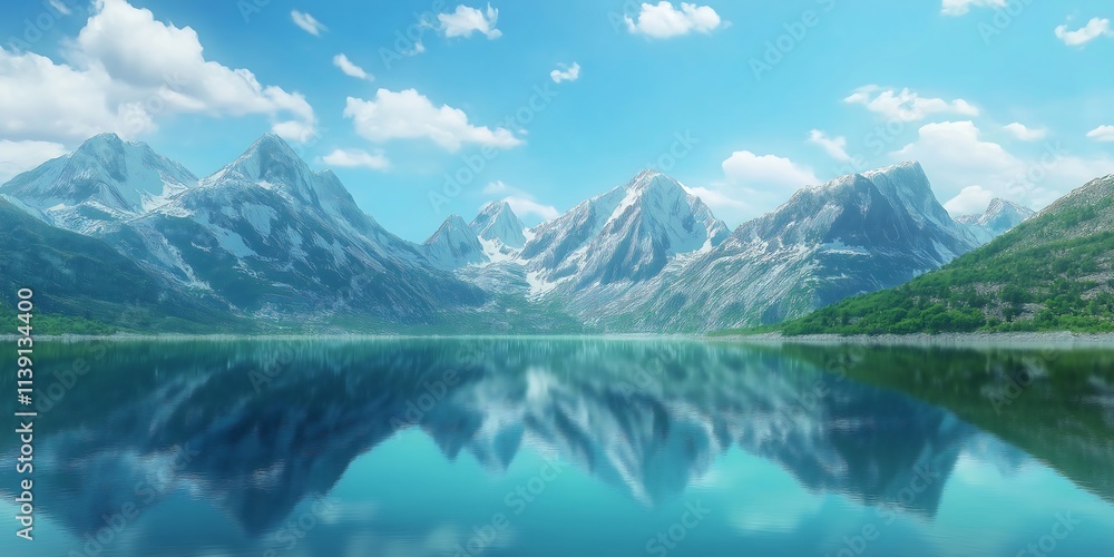 lake and mountains, Serene Mountain Lake with Crystal Clear Water, Stunning Reflective Surface, and Majestic Snow-Capped Peaks in the Distance – Tranquil Natural Landscape lake and mountains, Serene Mountain Lake with Crystal Clear Water, Stunning Reflective Surface, and Majestic Snow-Capped Peaks in the Distance – Tranquil Natural Landscape