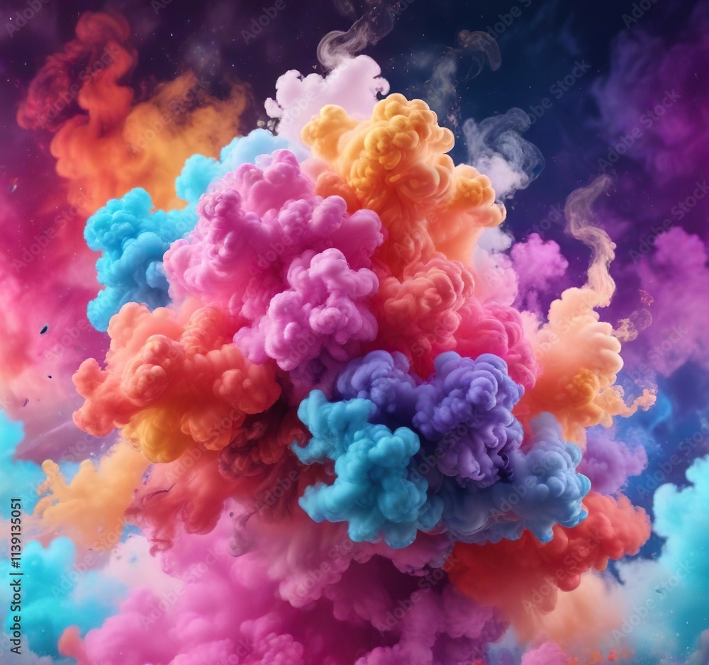 Obraz premium Whimsical background with swirling colorful smoke and clouds, swirling smoke, fantastical scenery, atmospheric visuals