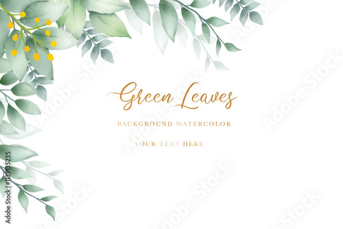Watercolor green leaves illustration set - green leaf branches collection, for wedding stationary, greetings, wallpapers, fashion, background.green leaves, etc. High quality illustration  