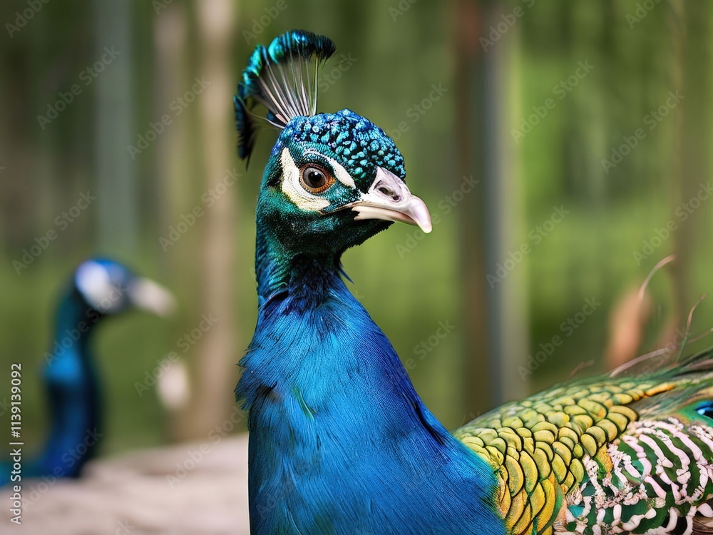 Fototapeta premium the AI Image Generator, Vibrant Peacock With Spectacular Plumage In Natural Habitat