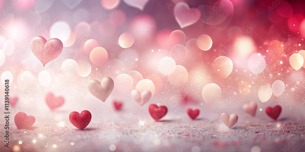 Romantic Hearts Floating in a Sparkling Light Background Romantic Hearts Floating in a Sparkling Light Background