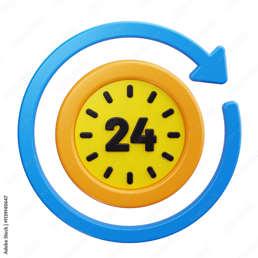 24 hours support 3d render icons 24 hours support 3d render icons