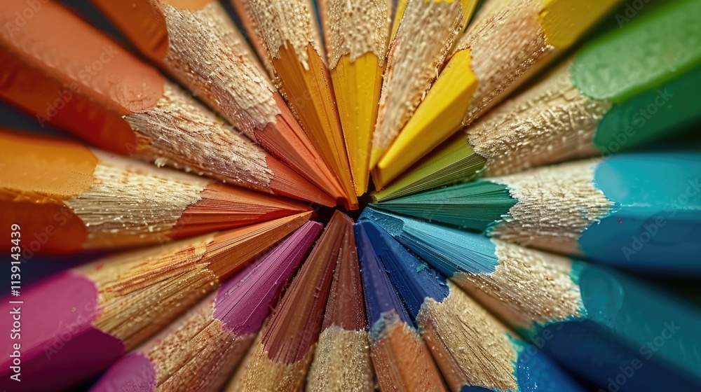 Naklejka premium Colorful Pencils Arranged in a Circle