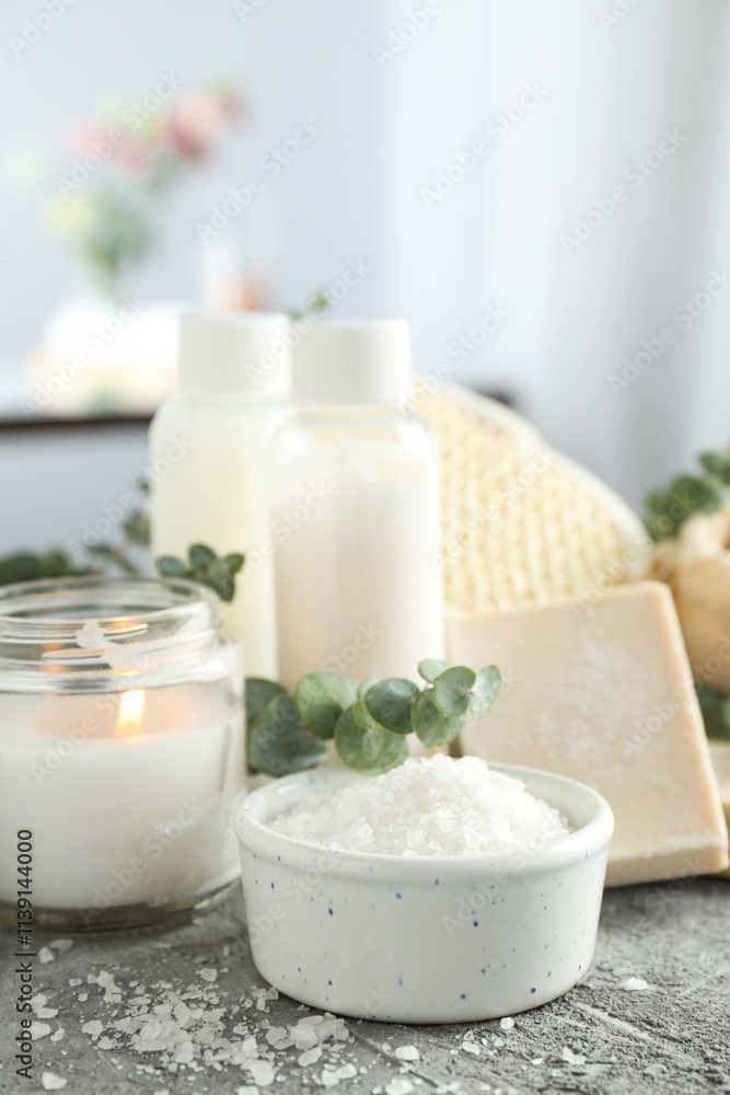 Sea salt, concept of spa and self care Sea salt, concept of spa and self care