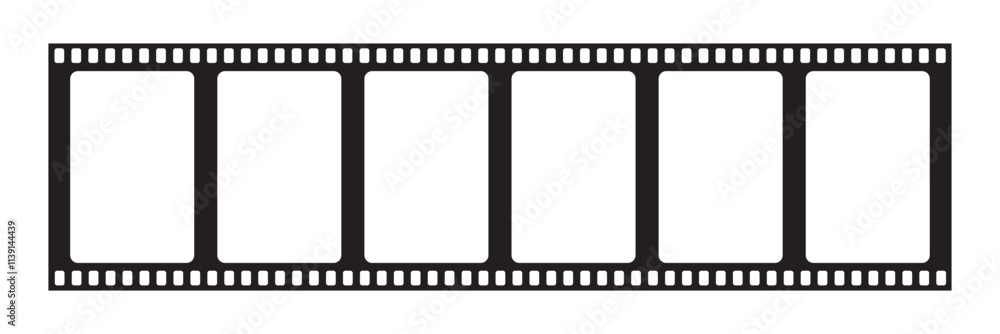 Film strip isolated vector icon. Retro picture with film strip icon. Film strip roll. Video tape photo film strip frame vector on transparent Film strip isolated vector icon. Retro picture with film strip icon. Film strip roll. Video tape photo film strip frame vector on transparent