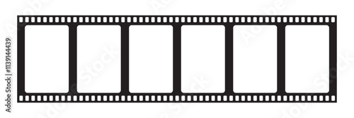 Film strip isolated vector icon. Retro picture with film strip icon. Film strip roll. Video tape photo film strip frame vector on transparent