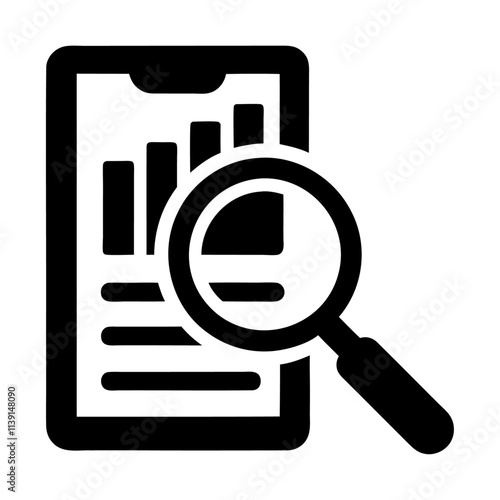 Black silhouette magnifying glass on report vector icon design