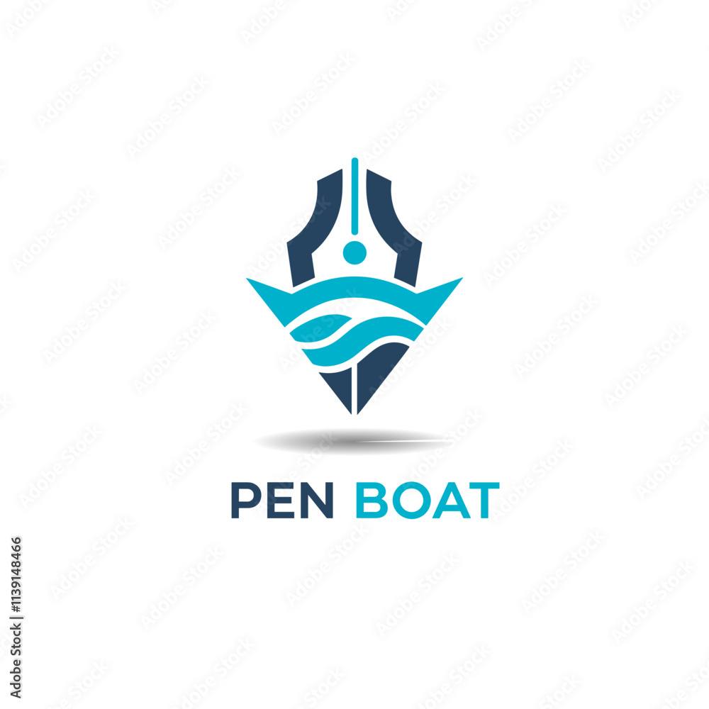 pen boat logo. fountain pen boat de pen boat logo. fountain pen boat de