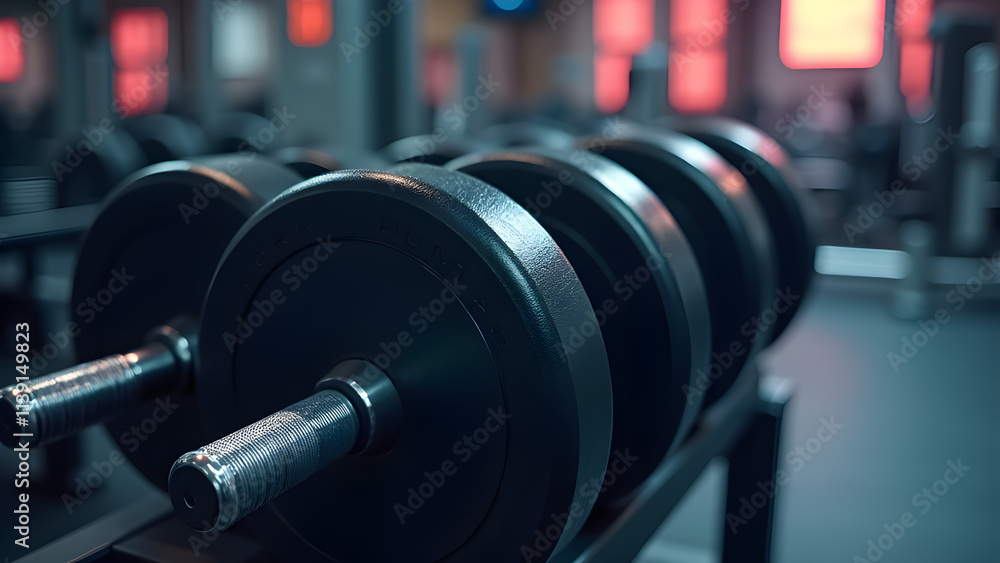 Fototapeta premium illustration of free weights or dumbells in gym or studio.