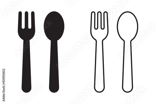 spoon and fork icon set vector. spoon, fork and knife icon vector. restaurant sign and symbol