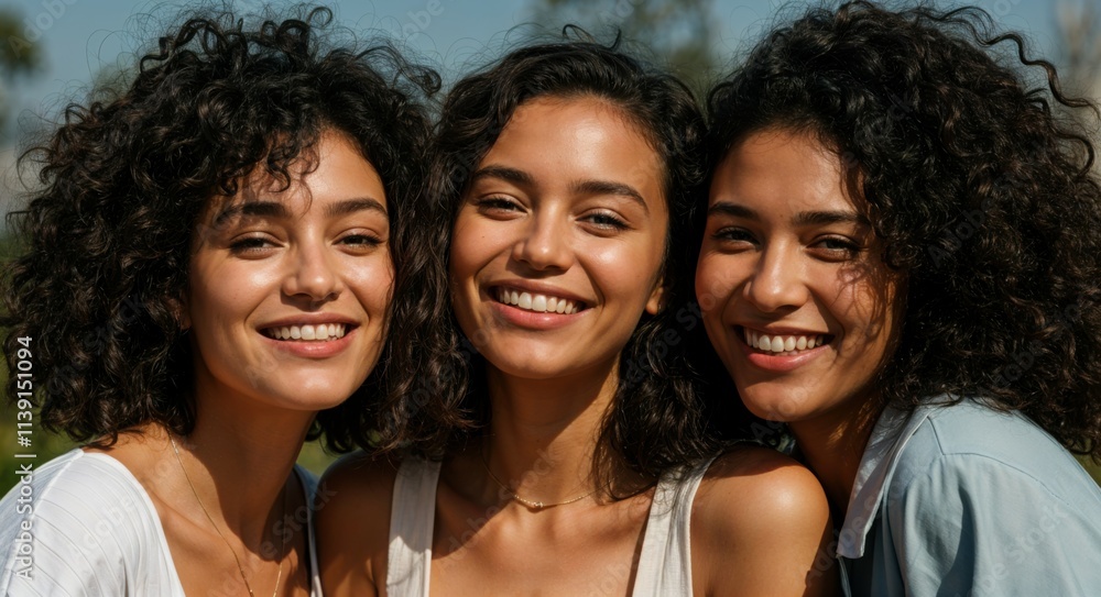 Smiling Group of Young Women with Radiant Skin in Close-Up Portrait Smiling Group of Young Women with Radiant Skin in Close-Up Portrait