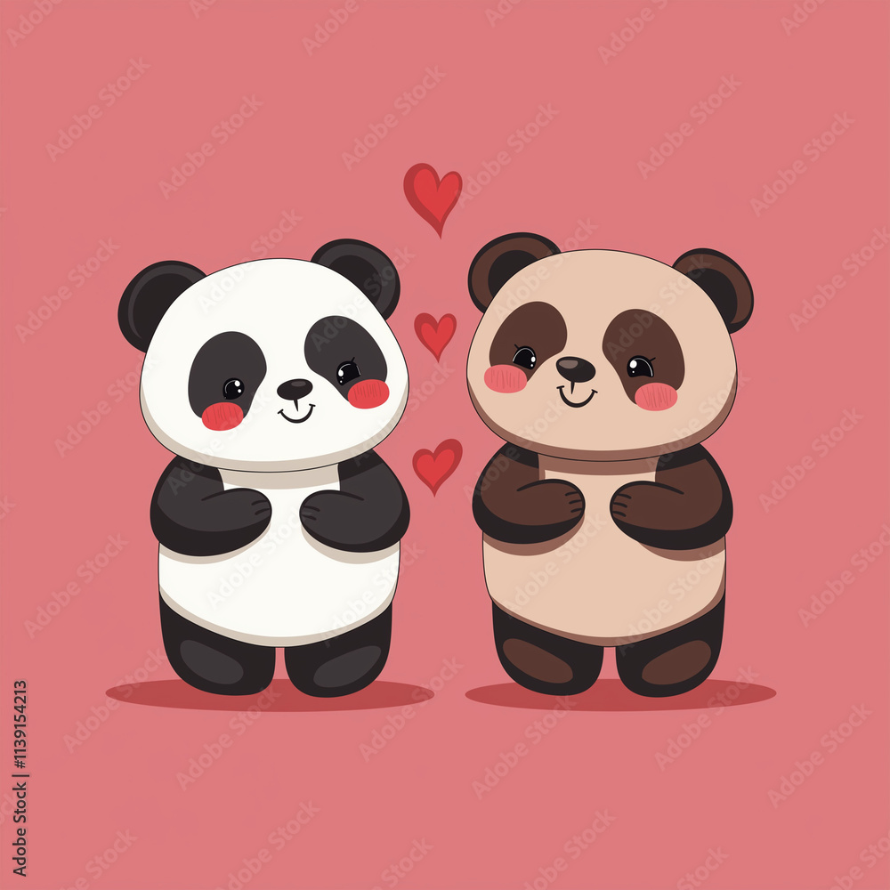 Fototapeta premium A panda drawn on paper with a pink background