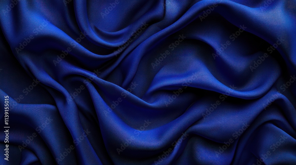 Luxurious deep blue silk fabric with elegant folds and drapes. Luxurious deep blue silk fabric with elegant folds and drapes.