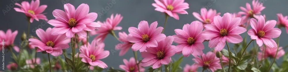 Colorful pink flowers blooming on a soft focus background with subtle texture , dynamic, soft focus, garden Colorful pink flowers blooming on a soft focus background with subtle texture , dynamic, soft focus, garden