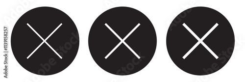 Black ink wrong signs on transparent bg. Black paint brush stroke crosses. Vector set of hand-painted Wrong icons. Abstract hand-drawn NO button for checkbox voting. Isolated disagree tick box symbols