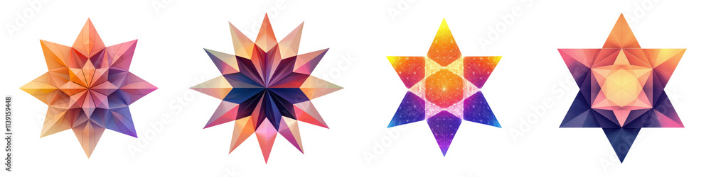 Colorful Geometric Star Patterns Vibrant Symmetrical Polygon Colorful Geometric Star Patterns Vibrant Symmetrical Polygon