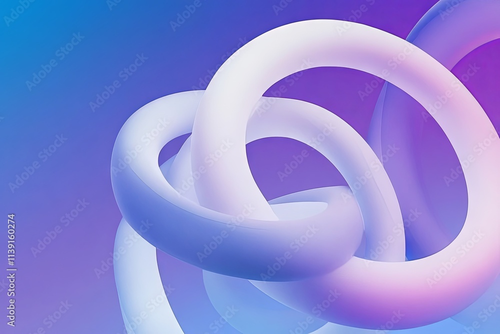 Abstract Purple and Blue 3D Render of Intertwined Rings Abstract Purple and Blue 3D Render of Intertwined Rings