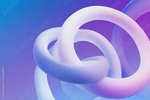 Abstract Purple and Blue 3D Render of Intertwined Rings