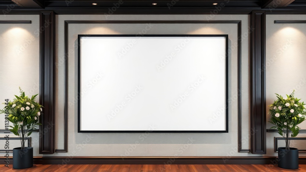 Modern and stylish wall art mockup with a sleek black frame, ready for your creative design, home, blank Modern and stylish wall art mockup with a sleek black frame, ready for your creative design, home, blank