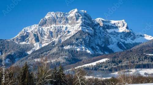 A snowy mountain peak in the Alps 