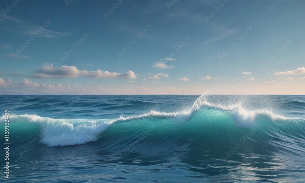 Calm ocean waves on a serene abstract blue background, endless, movement Calm ocean waves on a serene abstract blue background, endless, movement