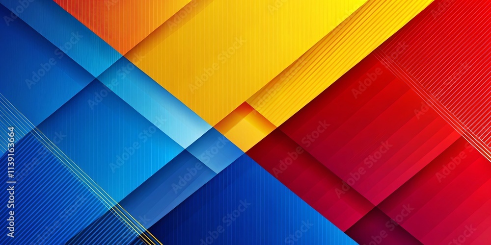 Fototapeta premium Abstract Geometric Background with Vibrant Color Blocks and Linear Patterns