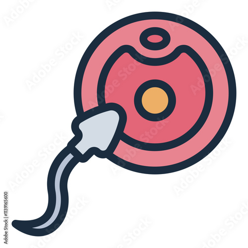 Sperm fertilizing an egg for Fertilization filled line icon for reproduction