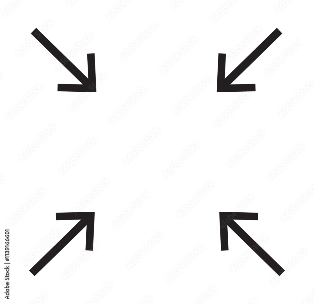 Maximize and minimize screen buttons icon set, Arrow mark icons. Scalability icons in flat style for web site, UI, mobile app. Full screen enter and exit sign collection. Vector illustration Maximize and minimize screen buttons icon set, Arrow mark icons. Scalability icons in flat style for web site, UI, mobile app. Full screen enter and exit sign collection. Vector illustration
