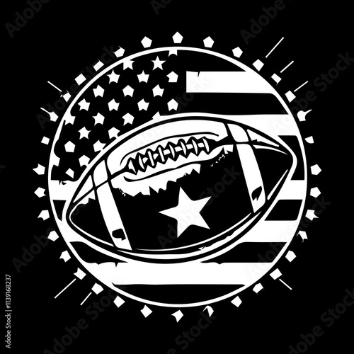 American Football Icon Hand drawn illustration black and white