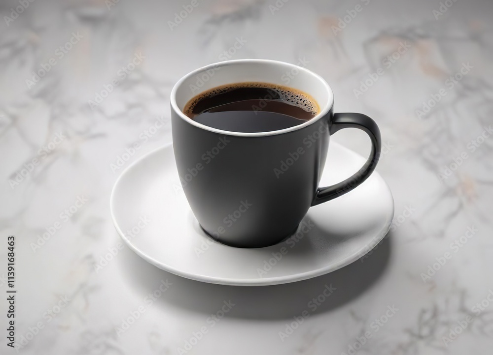 Single black coffee cup on an empty white surface with a faint outline , black, faint, outline Single black coffee cup on an empty white surface with a faint outline , black, faint, outline