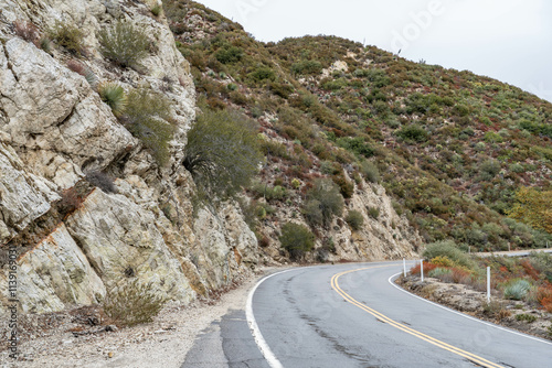 Angeles Crest Scenic Byway,  Los Angeles County, California. San Gabriel Mountains. GRANITIC ROCKS / igneous rocks. complexly intrusive as pods and dikes, some as aplite and pegmatite dikes photo