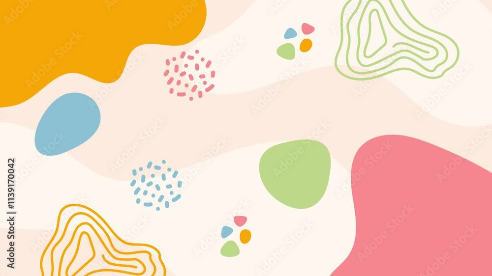 trendy hand-drawn shapes and abstract nature patterns on a vibrant background seamless 4k video background motion pop art design trendy hand-drawn shapes and abstract nature patterns on a vibrant background seamless 4k video background motion pop art design