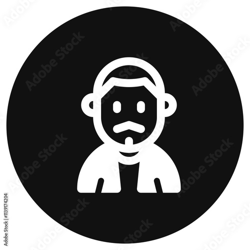Editable man with buzz haircut and mustache avatar vector icon. User, profile, identity, persona. Part of a big icon set family. Perfect for web and app interfaces, presentations, infographics, etc